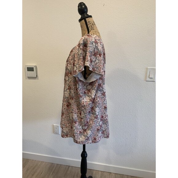 (F-188)Womens Floral Blouse Short Sleeve V-Neck Lightweight Polyester Casual Top - Picture 3 of 9